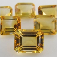 4 Citrine faceted octagon loose cut gemstones (H) Approxmately 4 x 6mm