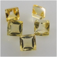 5 Citrine Square Sugarloaf Gemstone Cabochons Loose Cut (H) 4mm