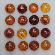 5 Amber 7mm Round Gemstone Cabochon (N)