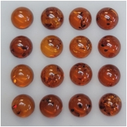 4 Amber 8mm Round Gemstone Cabochon (N) Approximate size 7.9 to 8.2mm