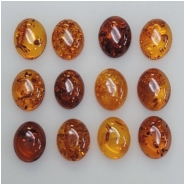 4 Amber 7 x 9mm Oval Gemstone Cabochon (N) 7 x 9mm  CLOSEOUT