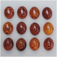 4 Amber 8 x 10mm Oval Gemstone Cabochon (N) 8 x 10mm  CLOSEOUT