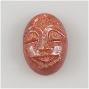 1 Sunstone Carved Moon Face Cabochon Gemstone (N) Approximate size 13 x 18mm