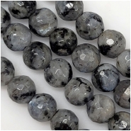 Larvikite Faceted Round Big Hole Gemstone Beads (N) Approximate Size 8mm 7.5 inches