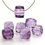 2 Amethyst Faceted Cube AA Gemstone Beads (N) 6mm