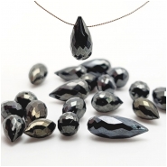 20 Black Spinel Mystic Coated Faceted Teardrop Briolette A Gemstone Beads (C) 5 x 7mm to 7 x 15mm