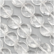 Crystal Quartz Faceted Puff Coin Gemstone Beads (N)  10mm 15.5 inches