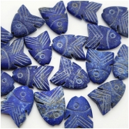 2 Lapis Matte Carved Big Hole Fish Fetish Gemstone Beads (N) 16 x 25mm to 22 x 29mm