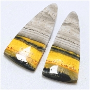 Bumblebee Jasper Gemstone Cabochon Pair (S) 13 x 28.6mm