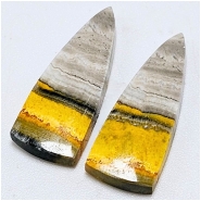 Bumblebee Jasper Gemstone Cabochon Pair (S) 10.95 x 27.8mm