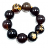 Indonesian Blue Amber Round Beads (N) 19mm 8.25 inches
