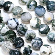 Moss Agate 10mm Faceted Round Gemstone Beads (N) 15 inches