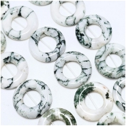 Tree Agate 21mm Donut Gemstone Beads (N) 16.25 inches