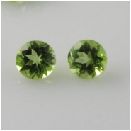 4 Peridot faceted round loose cut gemstones (N) 5mm CLOSEOUT