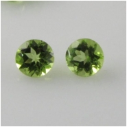 4 Peridot faceted round loose cut gemstones (N) 5mm