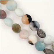Black Gold Amazonite Matte Puff Coin Gemstone Beads (N) Approximate size 8mm 8 inches