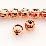 50 Copper 6.3mm Corrugated Round Beads Approximate size 6.3mm