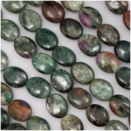 Ruby in Zoisite Flat Oval Gemstone Beads (N) Approximate size 8 x 10mm 16 inches