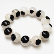 Black Eye Agate Round Gemstone Beads (DH) 15mm 8.25 inches