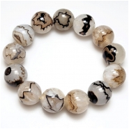 Black Brown and White Agate Round Gemstone Beads (DH) 15mm 8.25 inches