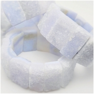 Chalcedony Blue Druzy Double Drilled Rectangle Gemstone Beads (N) 9.9 x 13mm to 16.6 x 14.2mm 9.5 inches