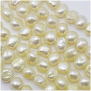 Pearls Freshwater Light Yellow Side Drilled Flat Back Baroque Beads (D) 7.3 x 9mm to 8.7 x 10.4mm 16 inches