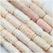 Pink Conch Shell Carved Tube Beads (N) 20.5 to 21.8mm 8.5 inches