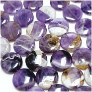 Dog Tooth Amethyst 16mm Coin Gemstone Beads (N) 16 inches