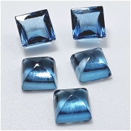 1 London Blue Topaz 6mm Sugarloaf Square Loose Cut Gemstone Cabochons (IH)