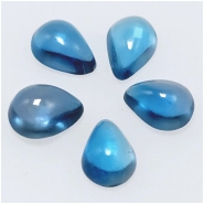 2 London Blue Topaz 4 x 6mm Pear Shape Loose Cut Gemstone Cabochons (IH)