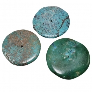3 Hubei Turquoise Center Drilled Disc Gemstone Beads (S) 30.1 to 34.3mm
