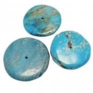 3 Hubei Turquoise Center Drilled Disc Gemstone Beads (S) 26.5 to 31mm
