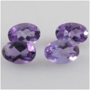 4 Amethyst faceted oval loose cut gemstones (N) 4 x 6mm