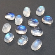 3 Rainbow Moonstone Oval Gemstone Thick Cabochons Loose Cut (N) 4 x  6mm