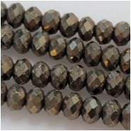Pyrite Faceted Rondelle Gemstone Beads (N) Approximate Size 3.75 x 2.75mm 15.5 inches