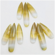 Chalcedony Yellow Faceted Briolette Drops Gemstone Beads (N) 11.2 x 36.7mm to 11.86 x 51.06mm 3 pieces