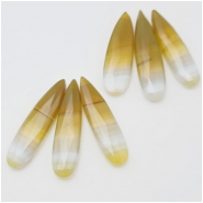 Chalcedony Yellow Faceted Briolette Drops Gemstone Beads (N) 9.3 x 13.8mm to 8.17 x 11.65mm 3 pieces