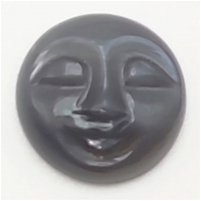 1 Moonstone Dark Gray Translucent Carved Moon Face Round Cabochon Gemstone (N) 13mm