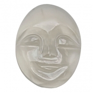 1 Moonstone Gray Translucent Carved Moon Face Oval Cabochon Gemstone (N) 15.27 x 20.26mm