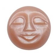 1 Moonstone Peach Carved Moon Face Round Cabochon Gemstone (N) 17.27mm