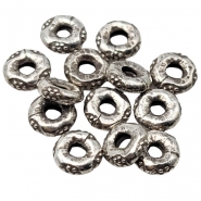 1 Karen Hill Tribe Silver Stamped Donut Spacer Beads 21.15mm