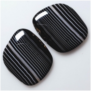 Black Agate Banded Gemstone Cabochon Matched Pair (D) 26 x 30.7mm