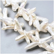 Freshwater Pearl White Criss Cross Shaped Beads (N) 13.9 x 20mm to 20.8 x 32.7mm 16 inches
