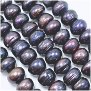 Freshwater Pearl Deep Purple Center Drilled Button Beads (D) 12mm 16 inches