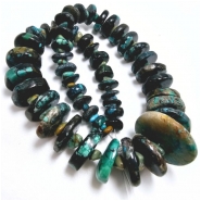 Hubei Turquoise Graduated Hand Cut Center Drilled Disc Gemstone Beads Color Shot (S) 7.5 to 29.3mm 16.5 inches