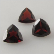 2 Garnet faceted trillion loose cut gemstones (N) 7mm CLOSEOUT