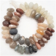 Moonstone Multicolor Hand Faceted Rondelle Gemstone Beads (N) Approximate size 11.88 to 20.8mm 15.75 inches