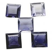 2 Iolite Faceted Square Loose Cut Thin Gemstones (N) 5mm