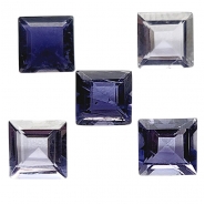 2 Iolite Faceted Square Loose Cut Gemstones (N) 5mm