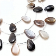 Moonstone Sunstone AA Briolette Flat Teardrop Gemstone Beads (N) 10 x 13mm to 11 x 17.2mm 8.5 inches